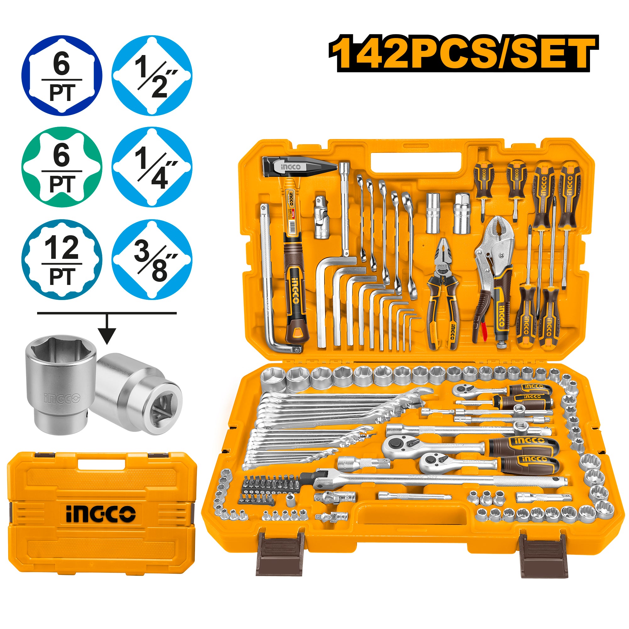 142 Pcs Combination Tool Set HKTHP21421 ING-HT