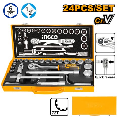 24 Pcs Socket Set 1/2 Inch HKTS0243 ING-HT