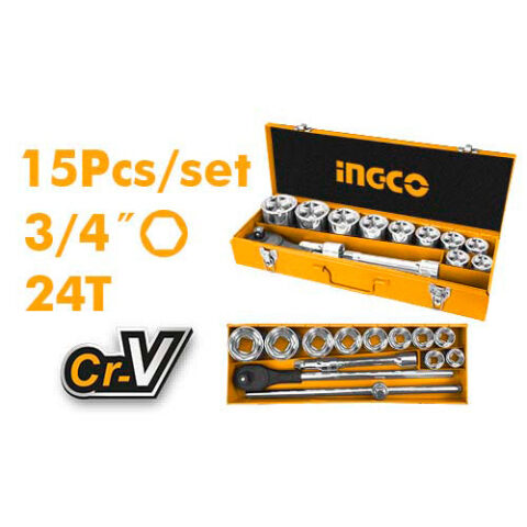 15 Pcs Drive Socket Set 3/4-Inches HKTS034151 ING-AC