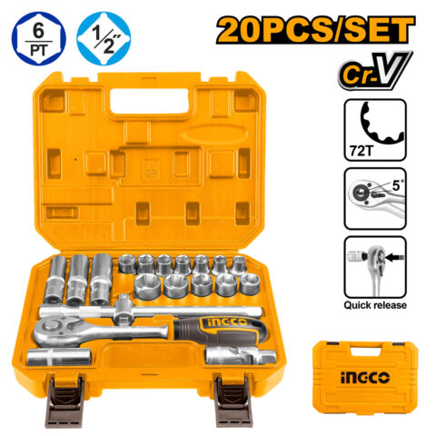 20 Pcs / Set 1/2 Inches Socket Set HKTS12201 ING-AC