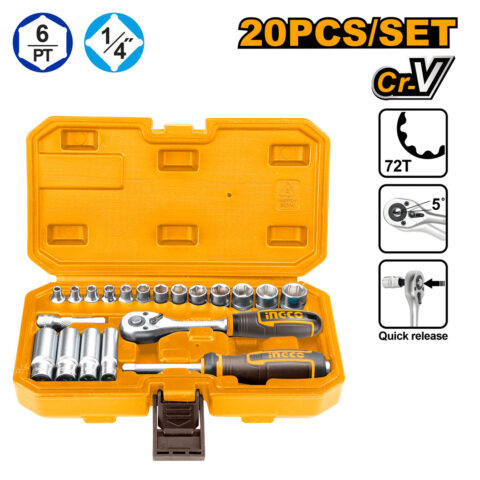Industrial Game Dice 1/4" 20 Pcs Socket Set HKTS14201 ING-AC