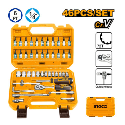 46 Pcs 1/4-Inches Socket Set HKTS14462 ING-AC
