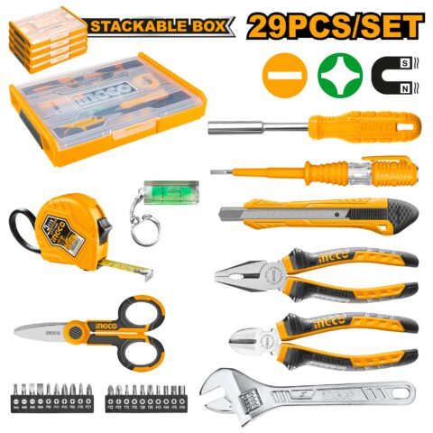 29 Pcs Household Tools Set Pliers Wrench Measuring Tape Test Pencil HKTV01H291 ING-HT