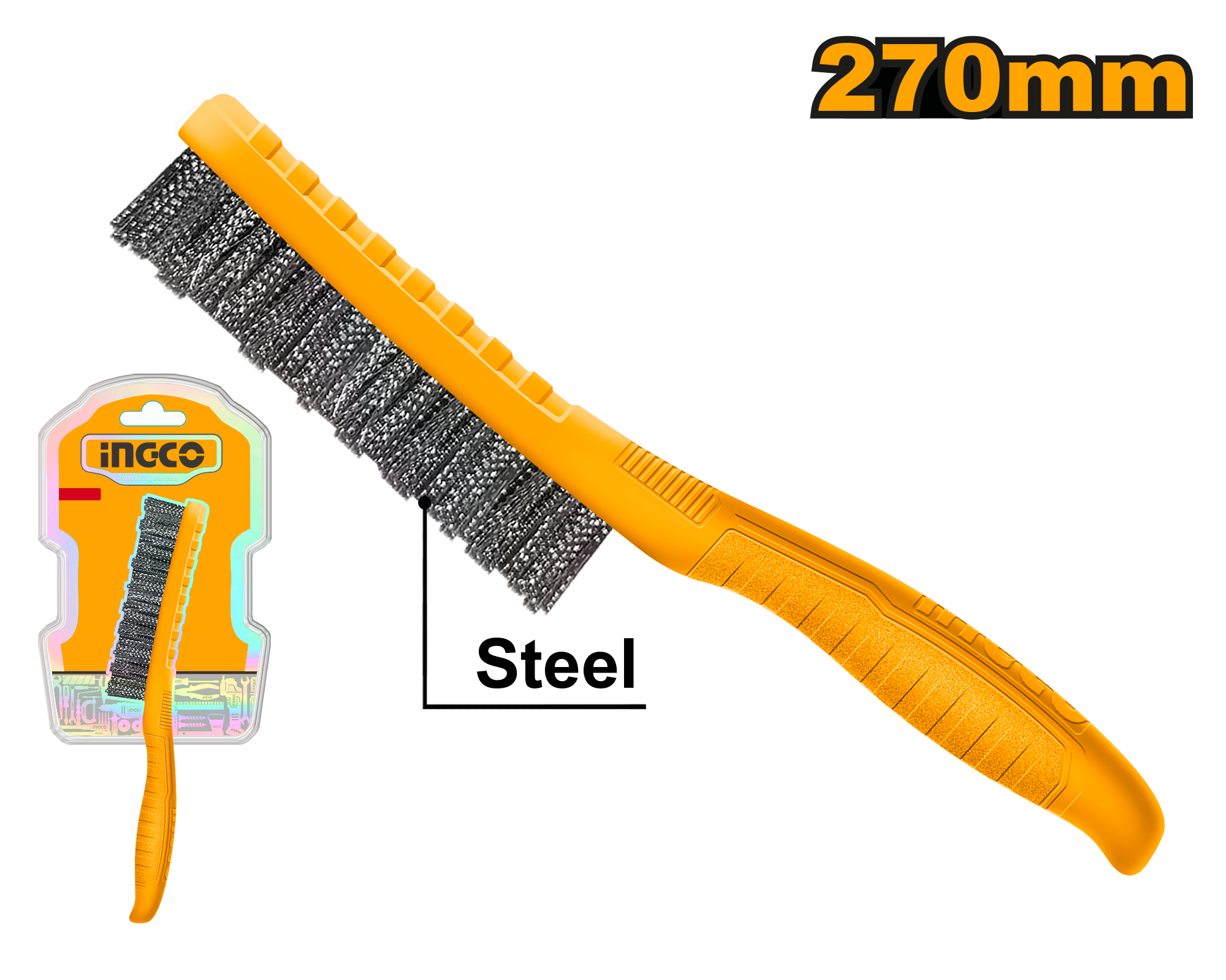 270mm steel wire brush with plastic handle, 5 rows hktwb2705 ING-CT - Image 2