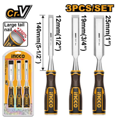 3pcs CR-V Material Wood Chisel Set HKTWCS301 ING-HT