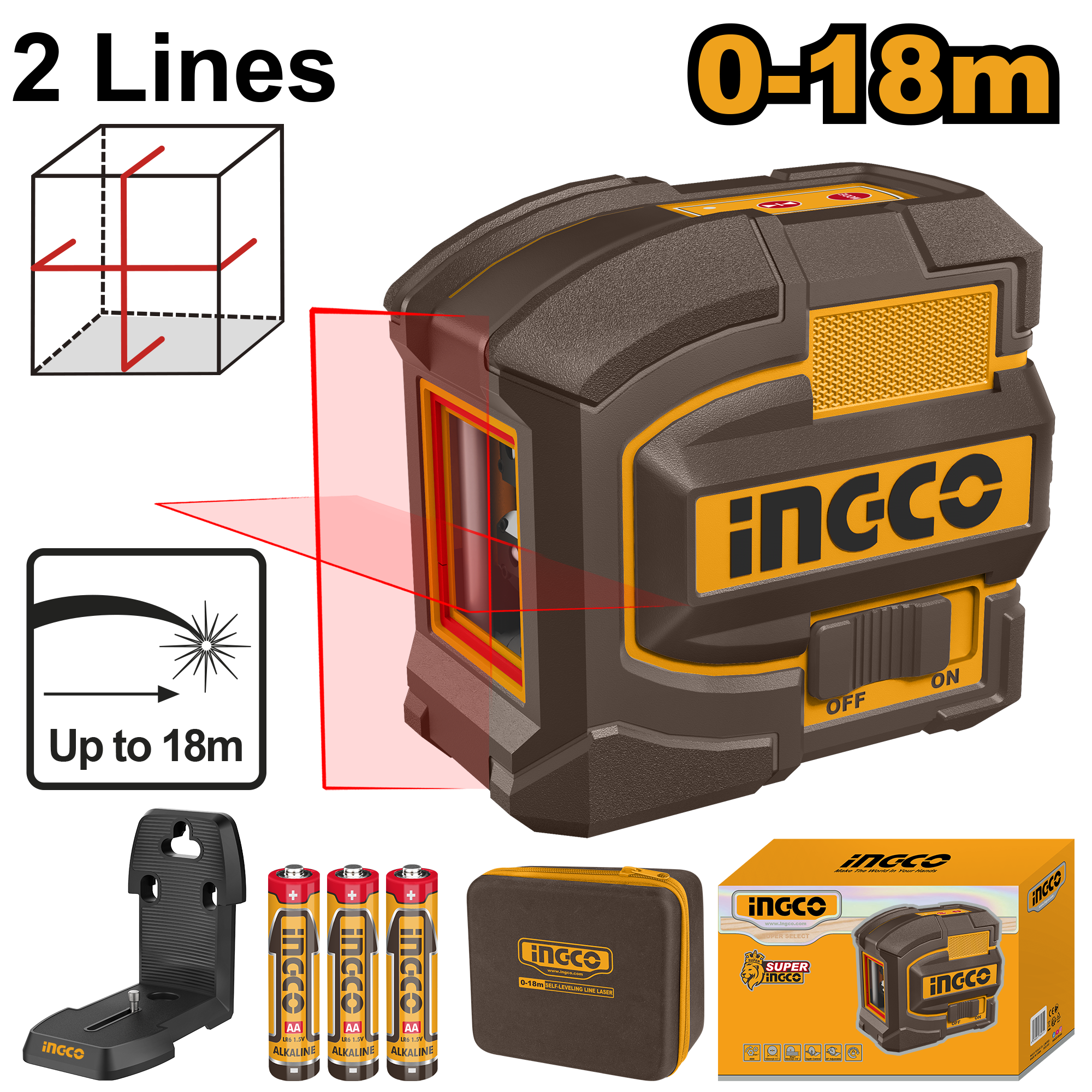 Self-Leveling Line Laser (Red, Green) Laser Beam 0~15 m- 0~18m HLL156503 | HLL156601 | HLL156501 ING-MT - Image 2