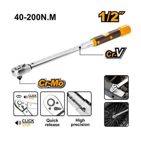 1/2 inches Cr-V+Cr-Mo Steel Heat Treatment Preset Torque Wrench HPTW200N1 ING-HT