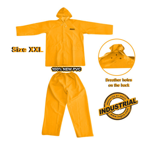 Industrial Rain Coat Suit Set w/ Zipper and Pocket 100% NEW PVC ING-RC