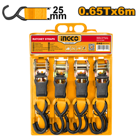 4PCS/Set Rachet Strap with Hook 0.65T x 6M HRSP065607 ING-AC