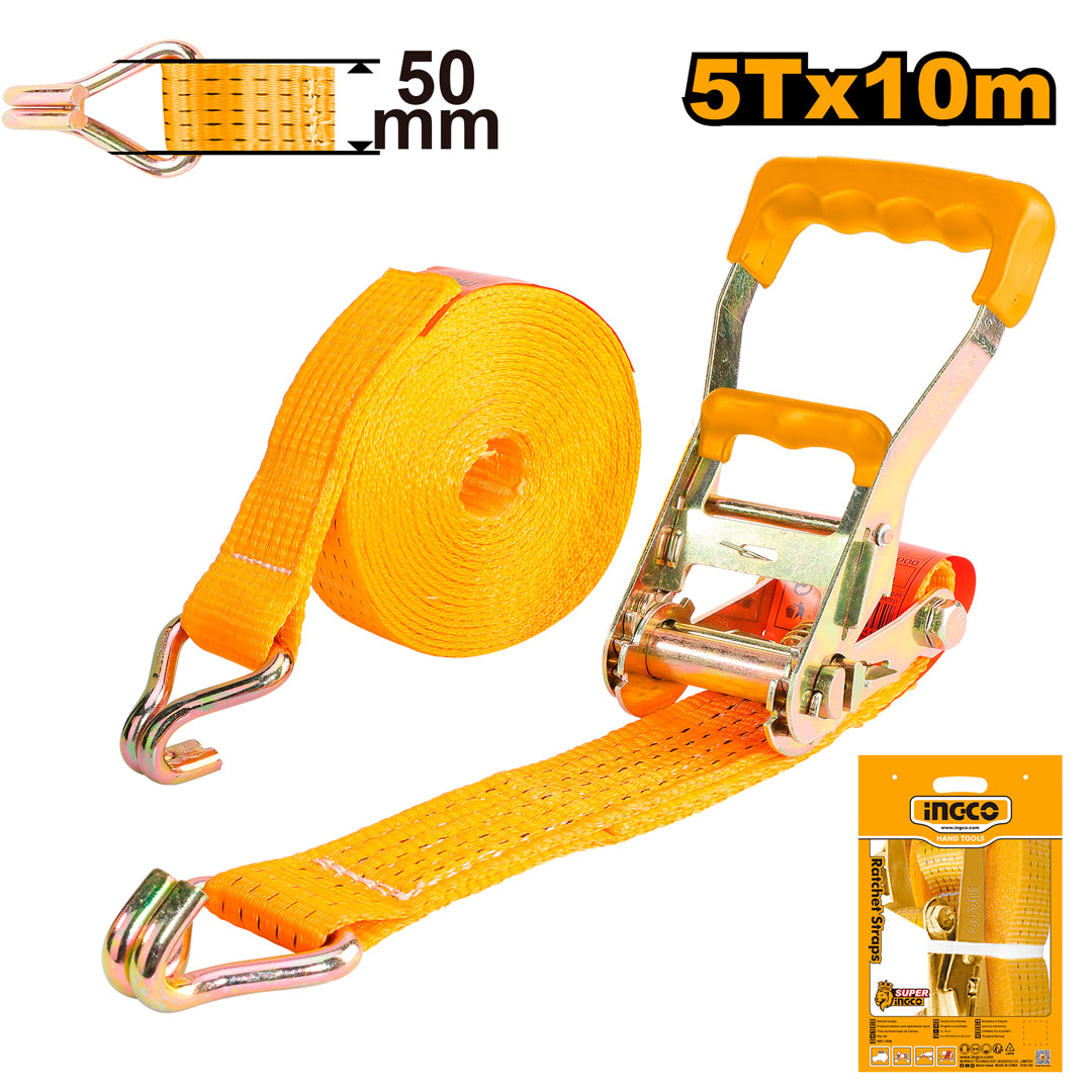 10 Meter Ratchet Straps Tie Down Hold Secure Cargo Straps 5T x 10M HRSP5101 / HRSP5107