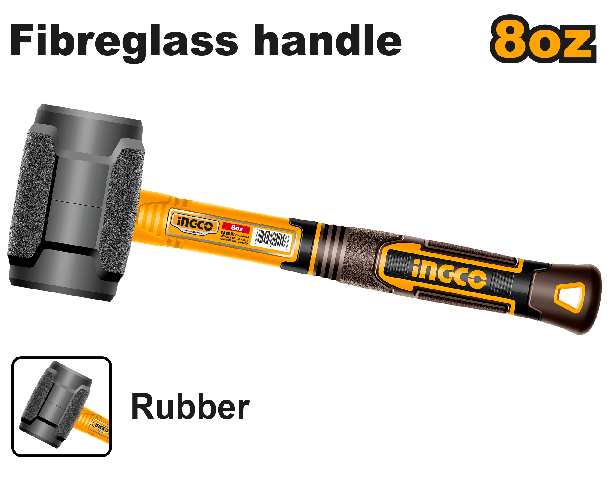 Rubber Mallet Hammer Soft Hammer Maso Martilyo with Fiberglass Handle ING-HT - Image 2