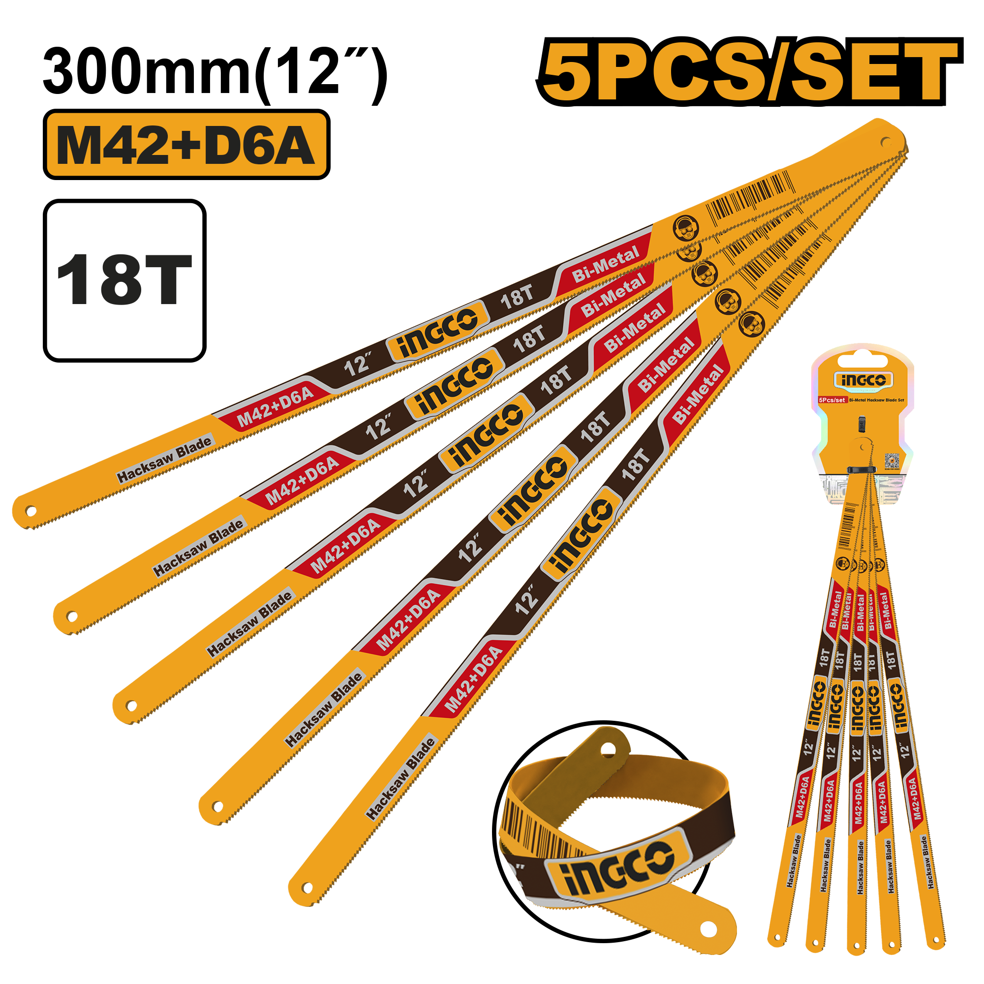 300mm(12inches) Hack Saw Bi-Metal HackSaw Blade 18T M42 + D6A ING-HT