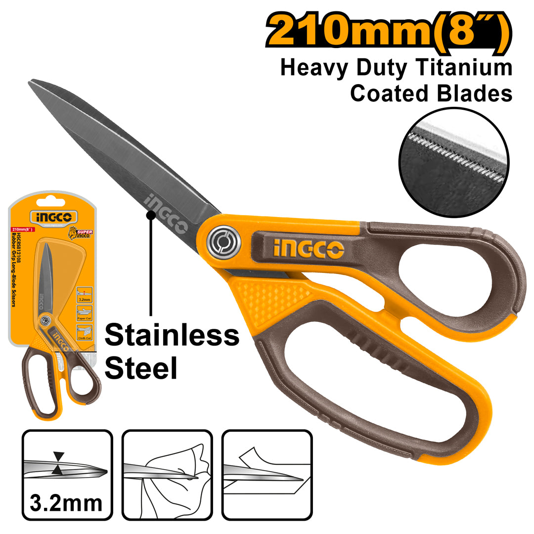 8 Inch Rubber Grip Long-Blade Scissors HSCRS812108 ING-AC