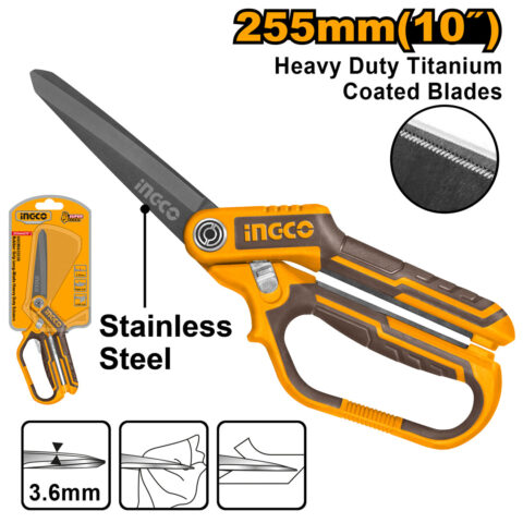 255mm(10 Inch) Heavy Duty Titanium Rubber Grip Long-Blade Scissors HSCRS832558 ING-AC