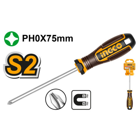 Three-Colour Ergonomic Phillips Screwdriver Magnetic Tips PH0 HSDPH0075 ING-HT