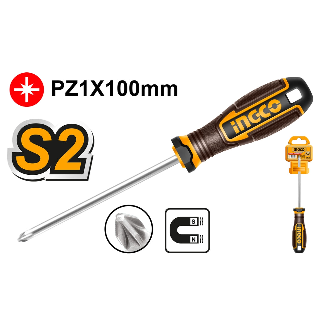 Pozidriv Philips Screwdriver (Round Shank) PZ1 x 100mm HSDPZ1100 ING-HT