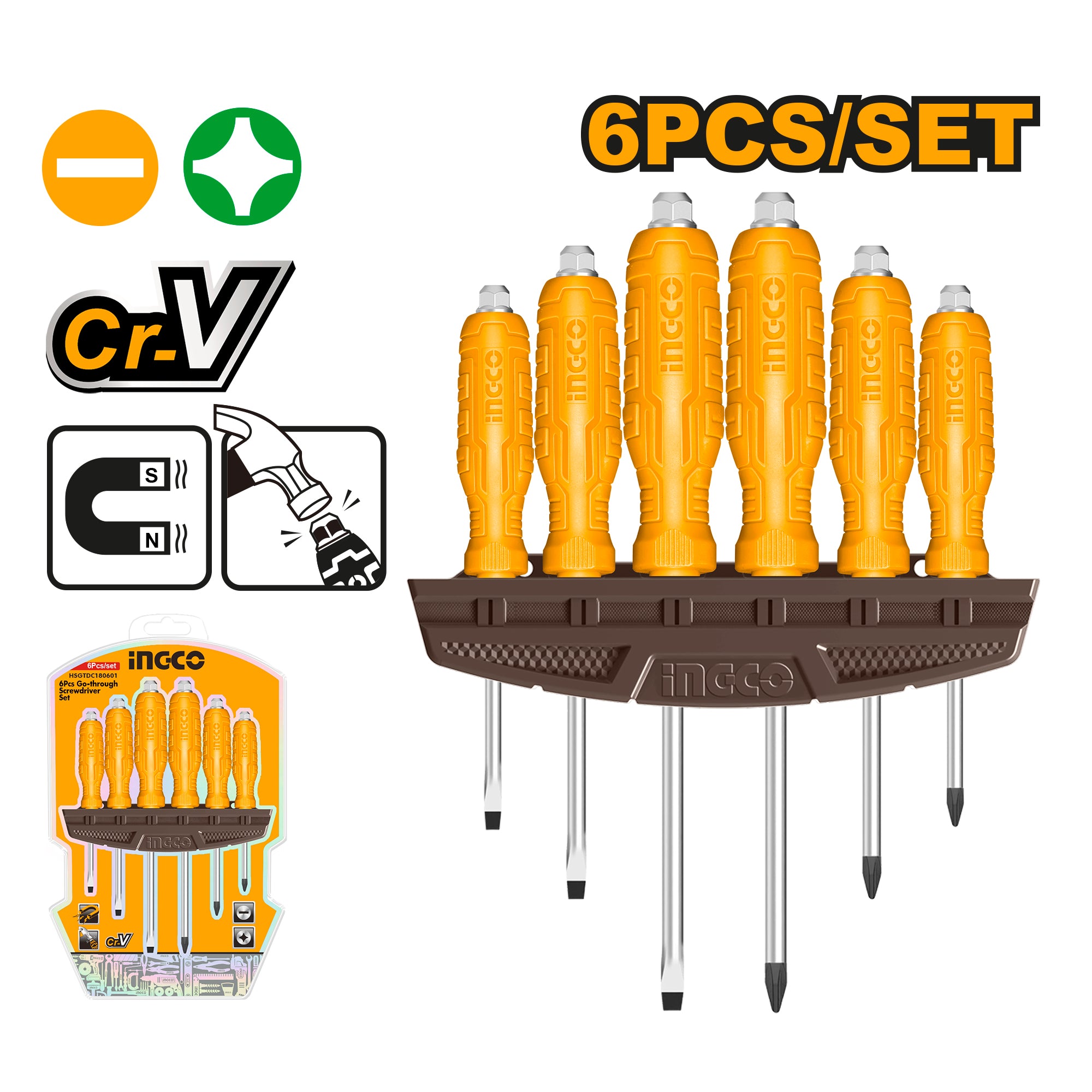 6 Pcs Go-Through Screwdriver Set HSGTDC180601 ING-HT
