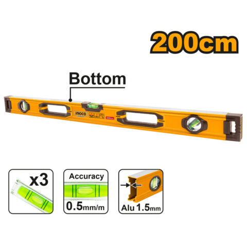 Spirit Level Bar 200cm HSL08200 ING-MT