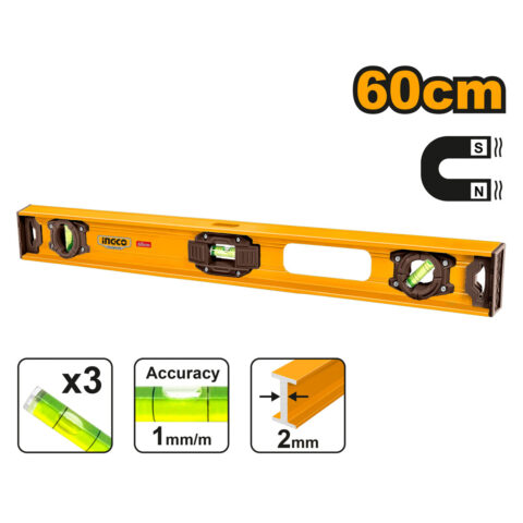 60cm Magnetic Spirit Level Bar with Magnet HSL28060 ING-MT