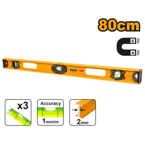 Spirit Level Aluminum 80cm with Magnet HSL28080 ING-MT