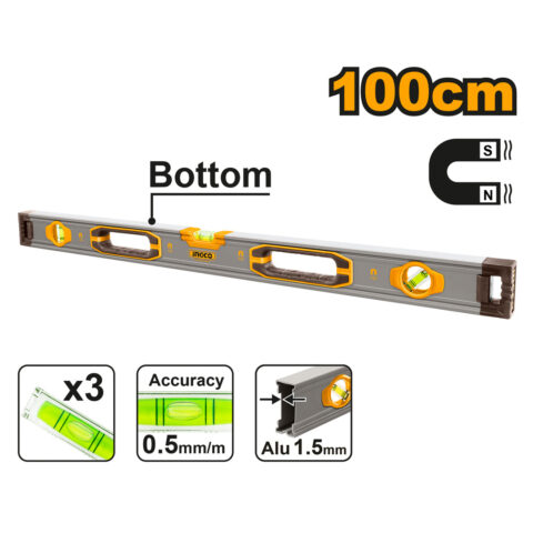 100cm Spirit Bar Level with Powerful Magnets HSL38100M ING-MT