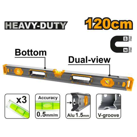 Spirit Level Bar Powerful Magnetic Base HSL68120 ING-MT