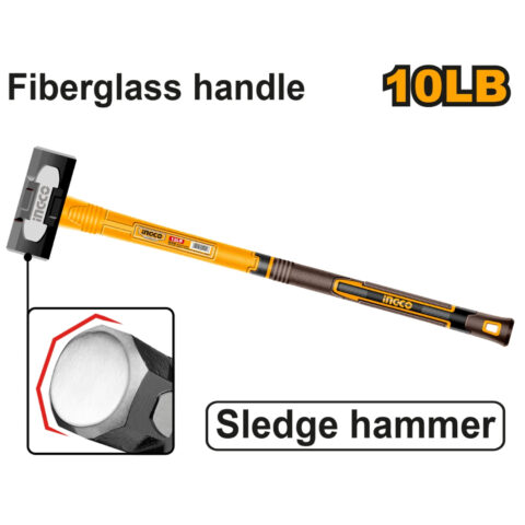 Sledge Hammer 10LBs Drop Forged Hammer Head Fiberglass Handle HSM81498 ING-HT
