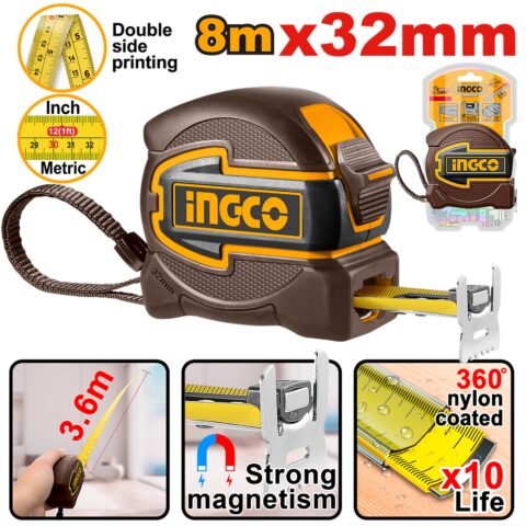 Steel Measuring Tape with Length & Width: 5m x 32mm | 8m x 32mm ING-HT