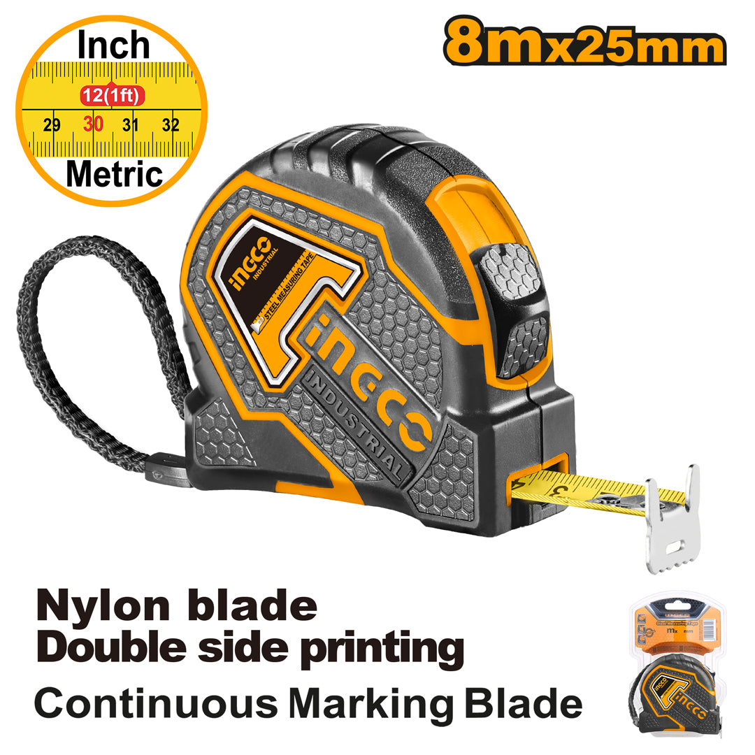 Industrial Steel Measuring Tape Nylon Blade 8M Double Sided Print HSMT8808 ING-AC