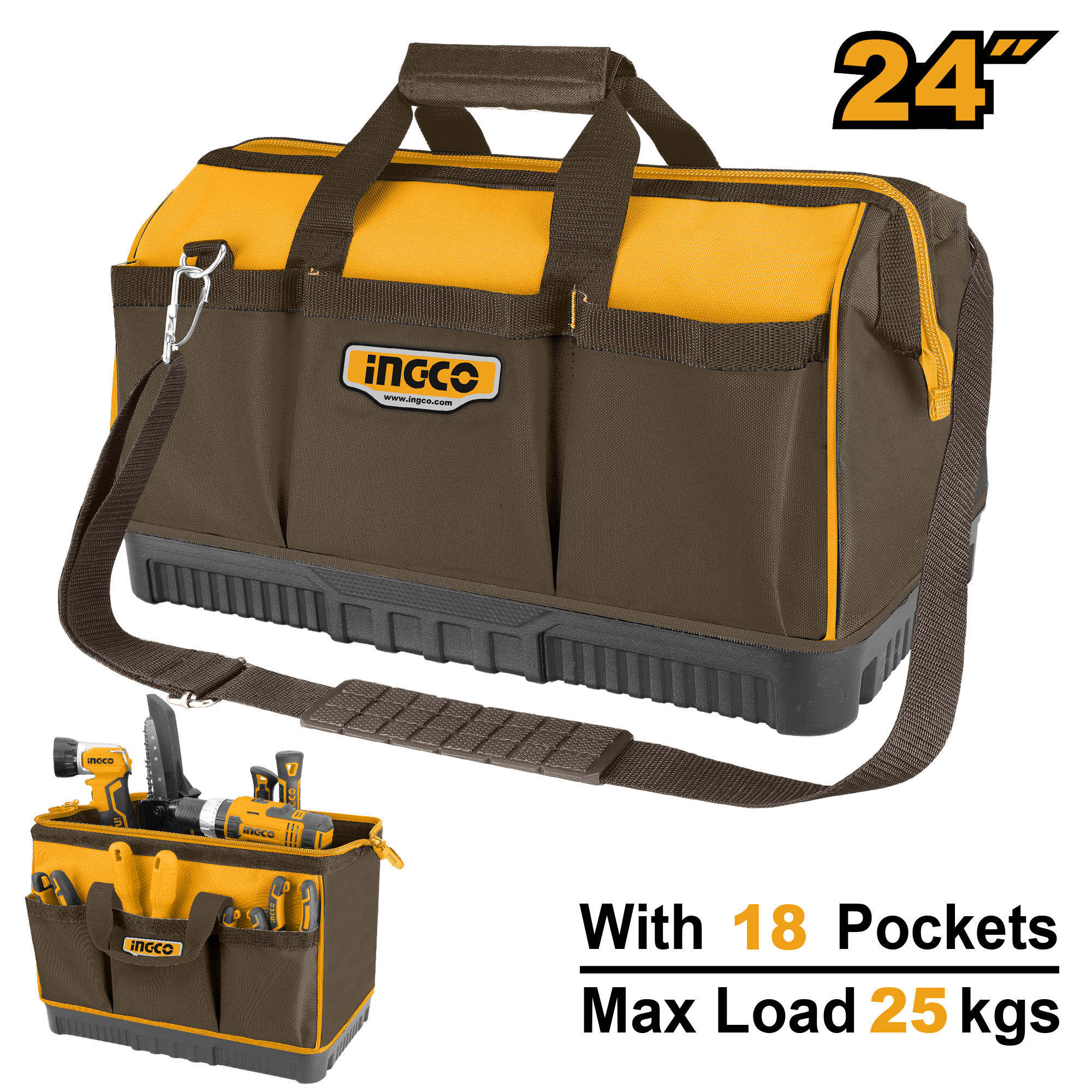 24inch Basket Tools Bag Storage Box Organizer with 18 Pockets HTBG09 ING-TS