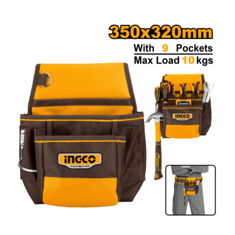 Tool Bag Waist Belt Organizer 9-Pockets Multi-purpose 350mmx320mm HTBP030128 ING-TS