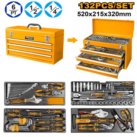 132pcs Tool Chest Set with 3pcs Drawers & 1pc Top Tracy Area HTCS221321 ING-TS