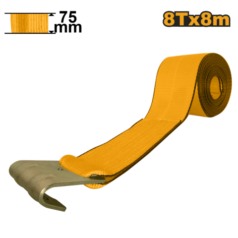Winch Strap With Flat Steel Hook 8T x 8m HWSP0808 ING-AC