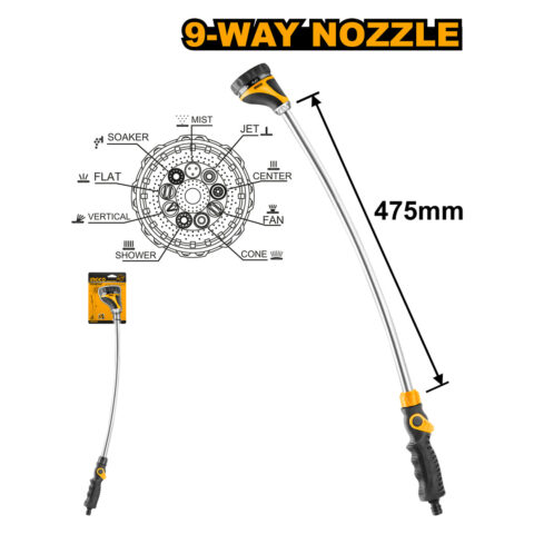 Water Wand Spray Nozzle Garden Spray with 9 Pattern HWW092 ING-AC