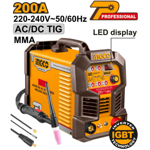 Ingco Portable IGBT Inverter AC/DC TIG-MMA Welding Machine ING-ACDCTIG20068 200A ING-PT