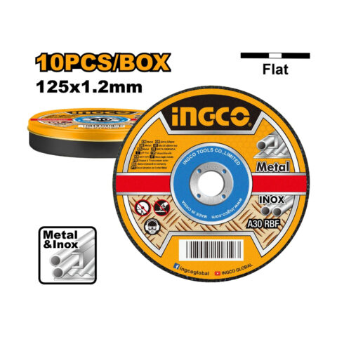 Ingco 10PCS/Set 125mm/5in Abrasive Metal Cutting Disc Set w/ Flat Centre MCD121255 ING-HT