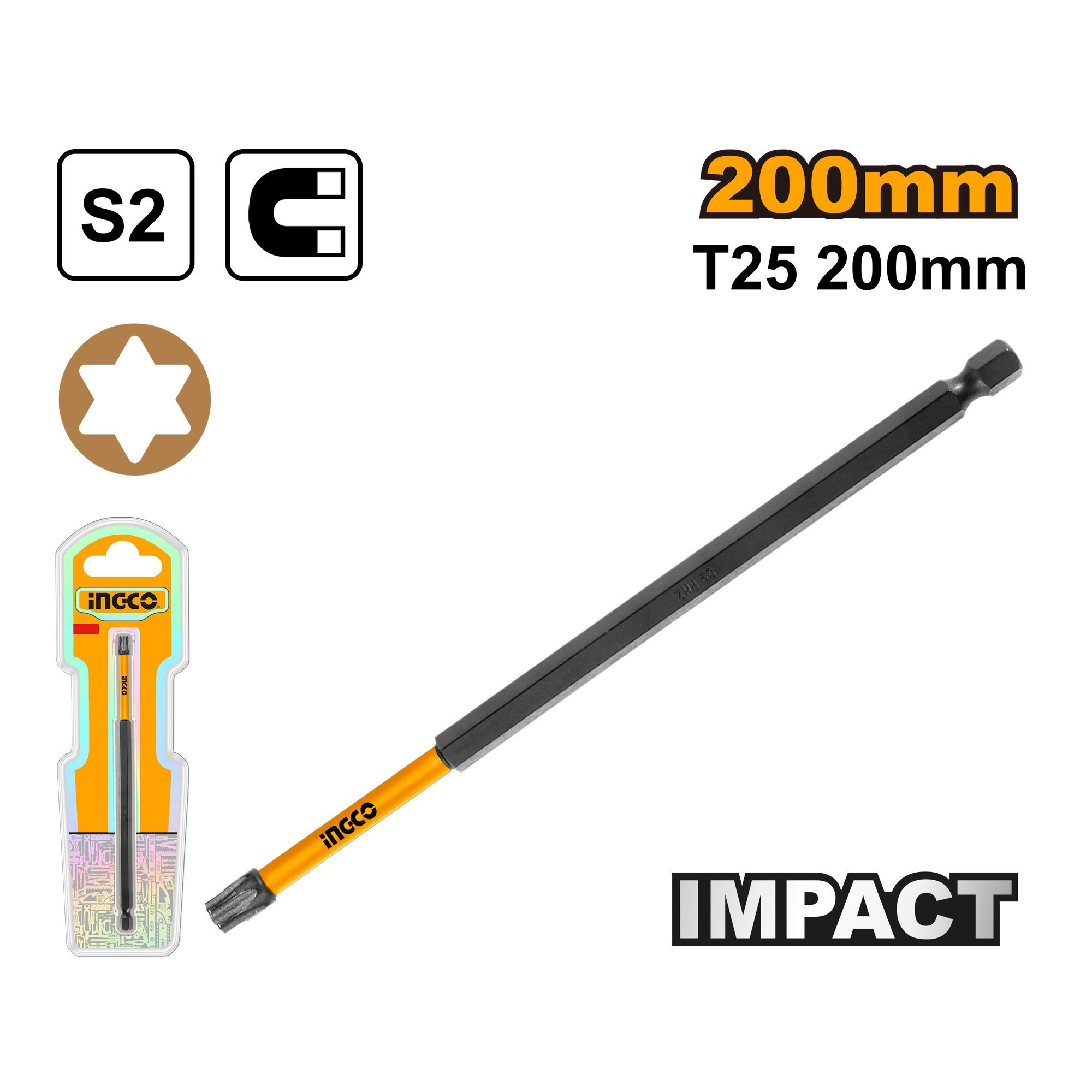 Ingco S2 Industrial Steel Impact Screwdriver Bits Set ING-HT