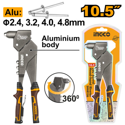 360 Degree Swivel Head-Hand Riveter 10.5 Inch Aluminum Steel SHHR106 ING-HT