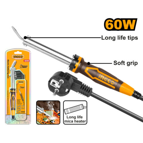 Electric Soldering Iron with Flat Curved Tip And Steel Holder 60W SI0368 ING-HT