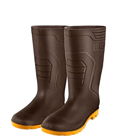 Ingco Rain Boots 100% Waterproof Virgin PVC with High Resistance to Alkali (BROWN)