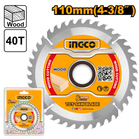Ingco TCT Wood Saw Cutting Disc Blade 4-3/8inches(110mm) 40T, Arbor: 20mm TSB111015 ING-H