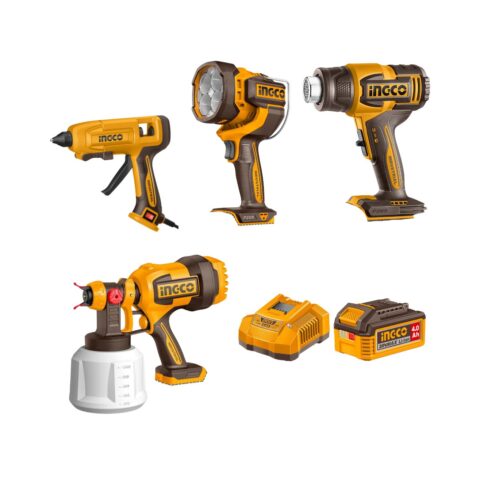 Ingco P20S/20V 4PCS Combo Kit (CSGLI2004/HGLI2006/GG408/CWLI2088) COSLI50501 ING-CT