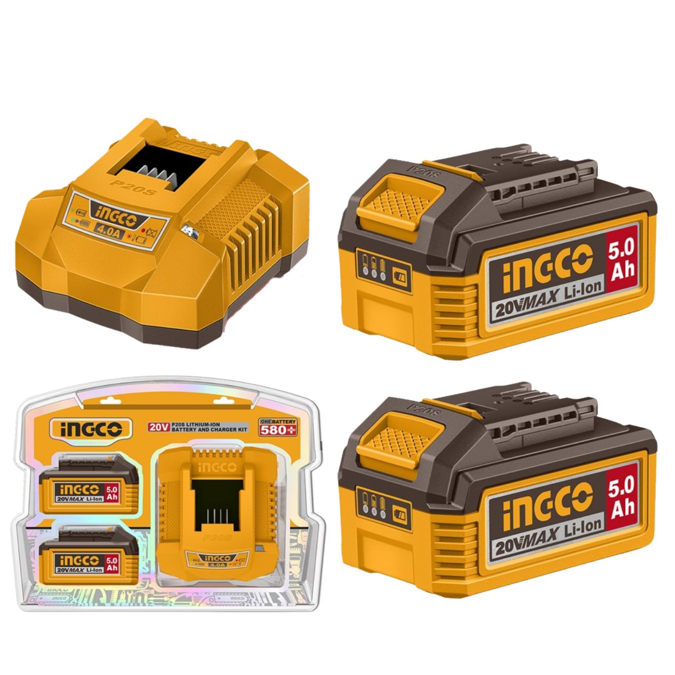 Ingco P20S Lithium-Ion Battery and Charger Kit 20V FBCPK2513 ING-CT