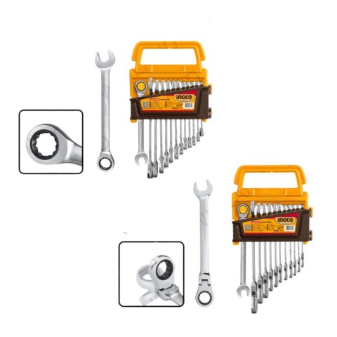 Ingco Industrial Ratchet Spanner Set Size 8-19mm HKSPAR2024 ING-HT