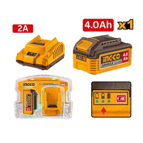 Ingco P20S Lithium-Ion Battery And Charger Kit 20V FBCPK1012 ING-AC