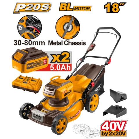 18inch 40V Lithium-Ion Cordless Lawn Mower Cutter Hand Push Type P20S ING-COR
