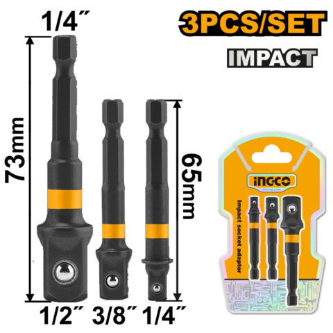 3pcs Socket Adaptor Set with 1/4" Hex Shank AMN365A01 ING-AC