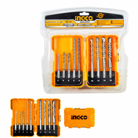 9pcs SDS Plus Hammer Drill Bits Set for Concrete AKDL30901 ING-AC