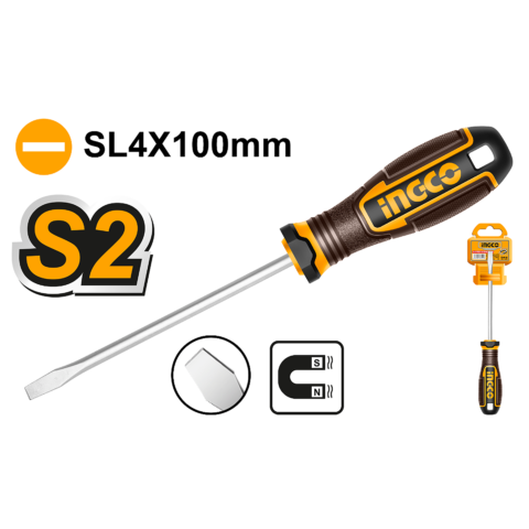Slotted Screwdriver SL4 x 100mm Slotted (magnetic) HSDSL4100 ING-HT