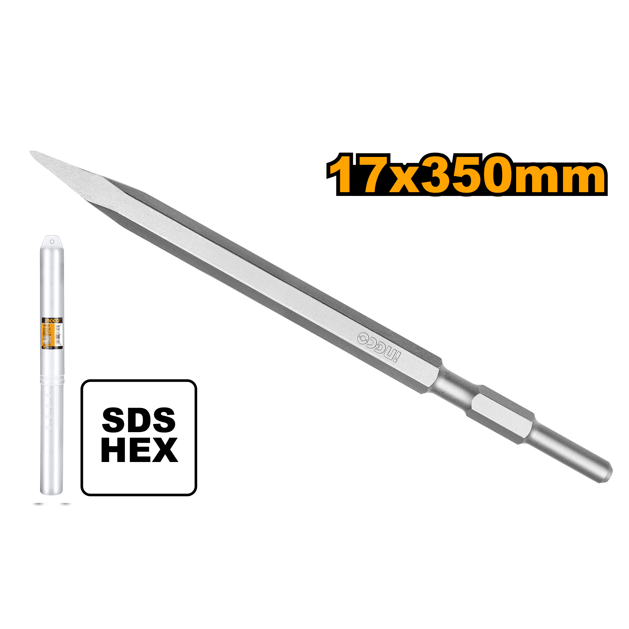 Ingco SDS Hex Chisel 17x280mm-350mm Pointed - DBC0512801 | Flat - DBC0522801 ING-HT - Image 2